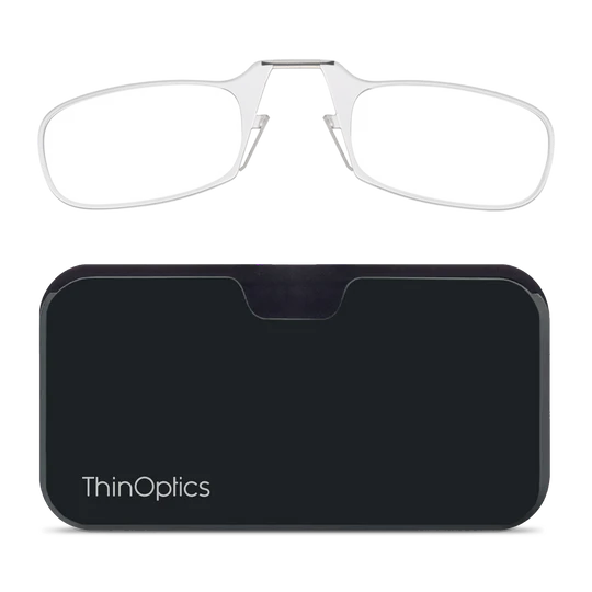 ThinOptics najtanjša bralna očala na svetu z Universal Pod etuijem – prozorna belo ozdaje