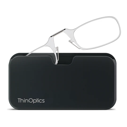 ThinOptics najtanjša bralna očala na svetu z Universal Pod etuijem – prozorna belo ozdaje